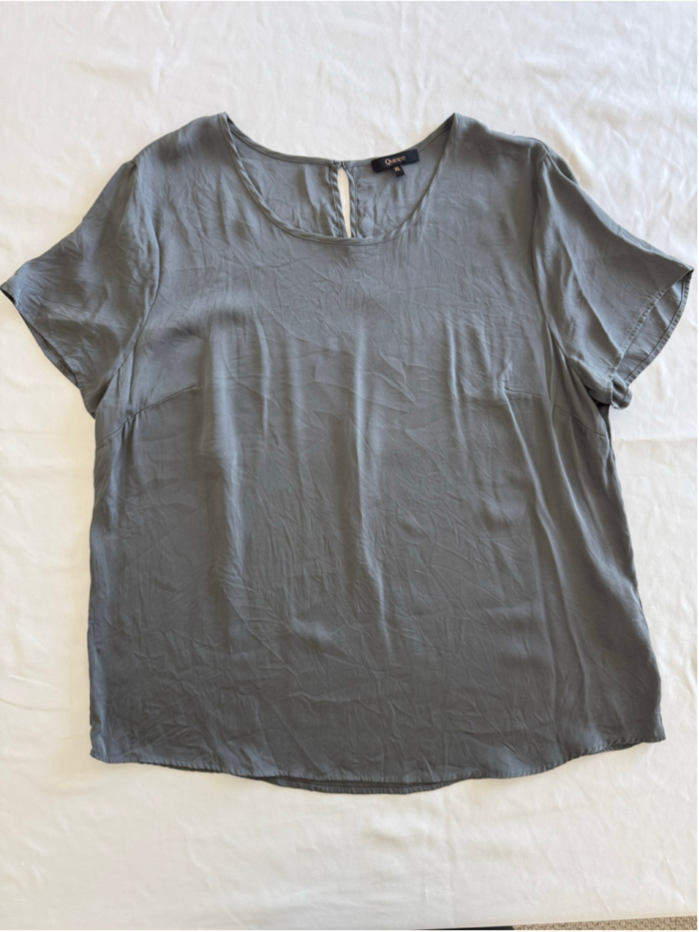 Women's Quince Silk Blend Short Sleeve Tee Grey Size XL
